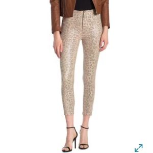 Mother High Waisted Seamless Looker Ankle Faux Suede Leopard Print Pants